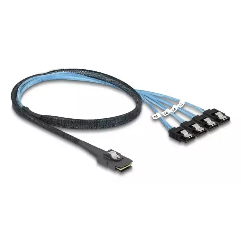 DELOCK interne M.2 auf Mini-SAS Adapterkarte 64260, M.2-Host, Mini-SAS-Ausgang, JMicron JMB585, schwarz, LED