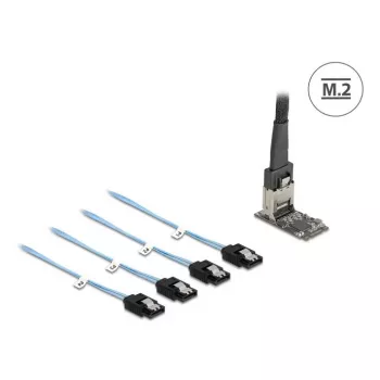 DELOCK interne M.2 auf Mini-SAS Adapterkarte 64260, M.2-Host, Mini-SAS-Ausgang, JMicron JMB585, schwarz, LED