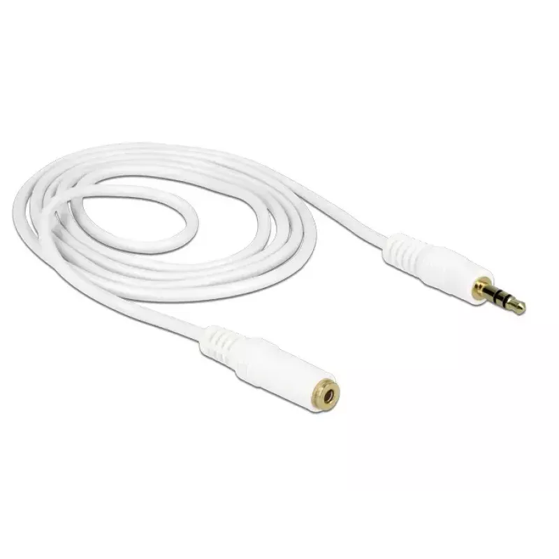 Audiokabel 3,5 mm Klinkenstecker auf Buchse DeLOCK 83765 1m Weiß