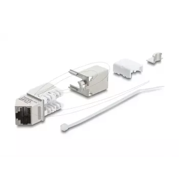 Keystone-Modul DELOCK 90937 – RJ-45 Cat.6A geschirmt abgewinkelt 90°, flache Bauweise, weiß