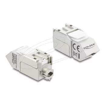 Keystone-Modul DELOCK 90937 – RJ-45 Cat.6A geschirmt abgewinkelt 90°, flache Bauweise, weiß