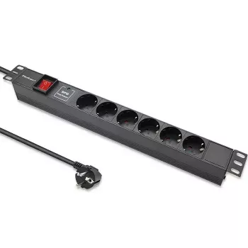 Steckdosenleiste für RACK 19 1U QOLTEC PDU 16A 6xSCHUKO 1,8m