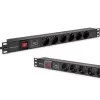 Steckdosenleiste für RACK 19 1U QOLTEC PDU 16A 6xSCHUKO 1,8m