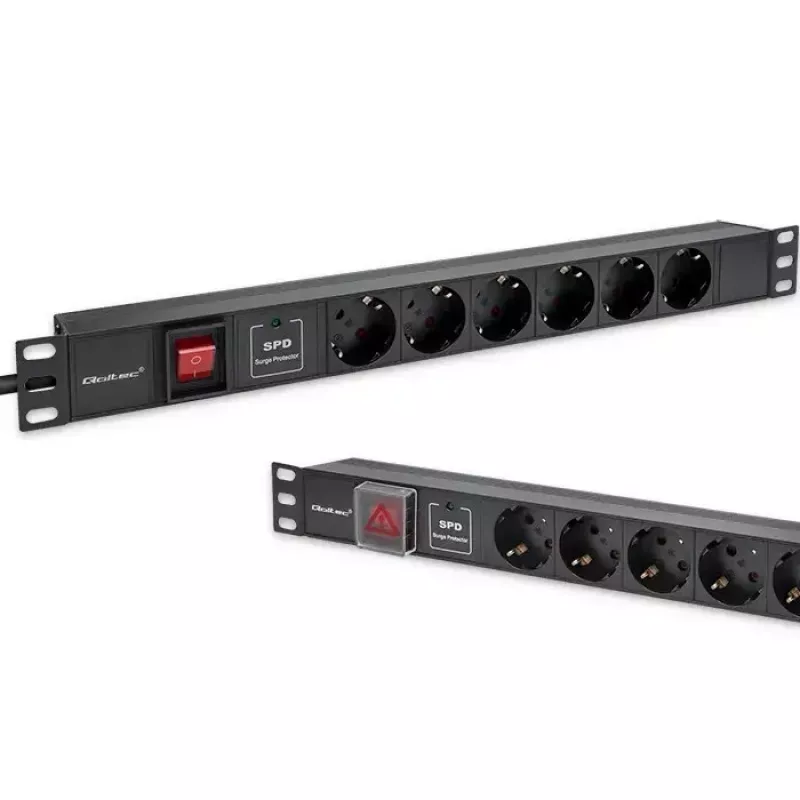 Steckdosenleiste für RACK 19 1U QOLTEC PDU 16A 6xSCHUKO 1,8m