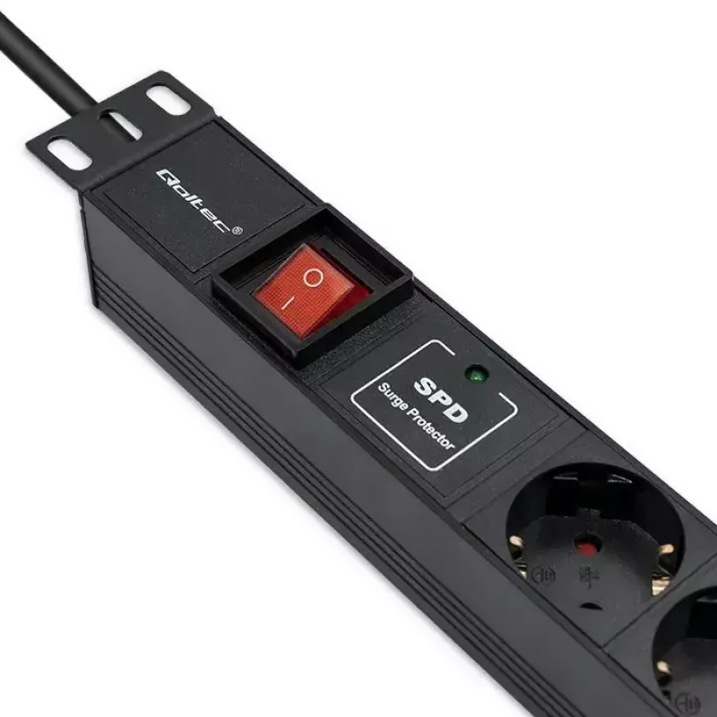 Steckdosenleiste für RACK 19 1U QOLTEC PDU 16A 6xSCHUKO 1,8m