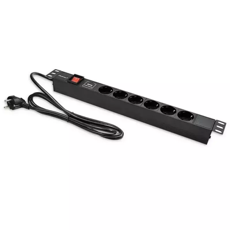 Steckdosenleiste für RACK 19 1U QOLTEC PDU 16A 6xSCHUKO 1,8m