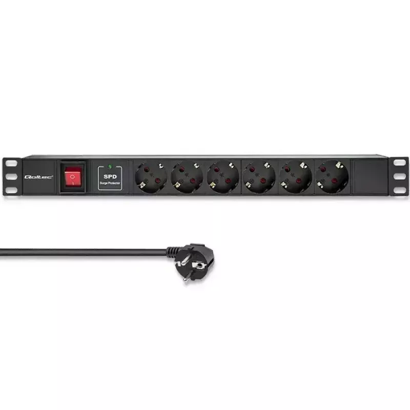 Steckdosenleiste für RACK 19 1U QOLTEC PDU 16A 6xSCHUKO 1,8m