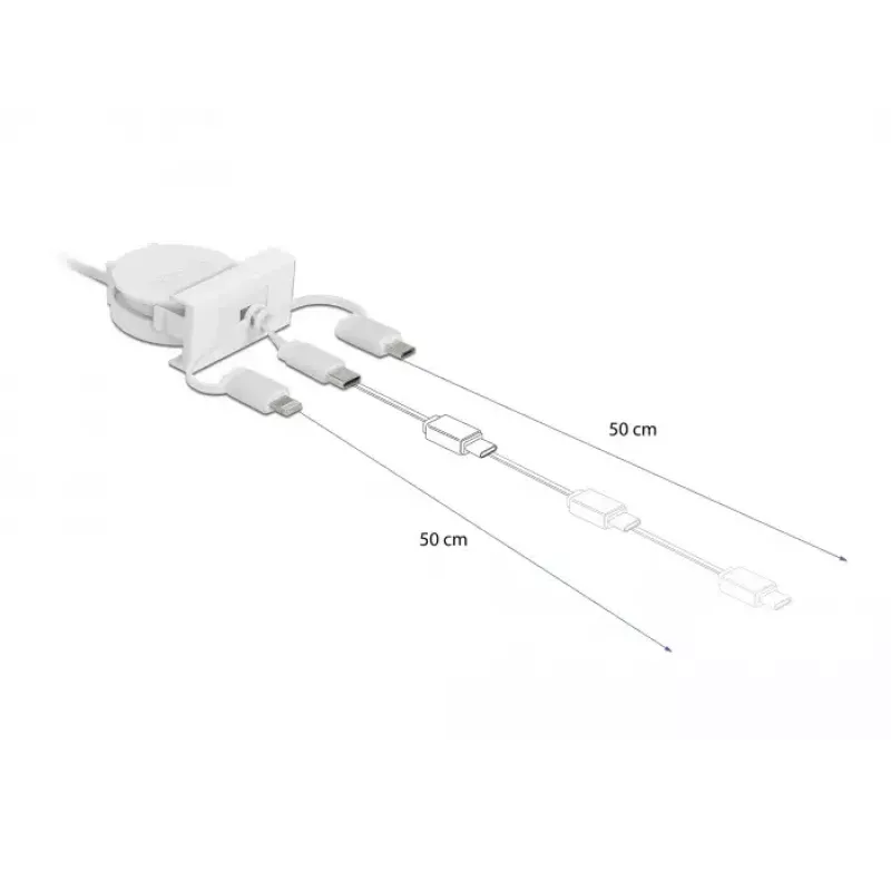 DeLOCK Easy 45 Modul USB 2.0 3-in-1 Einziehbares Kabel 0,5 m