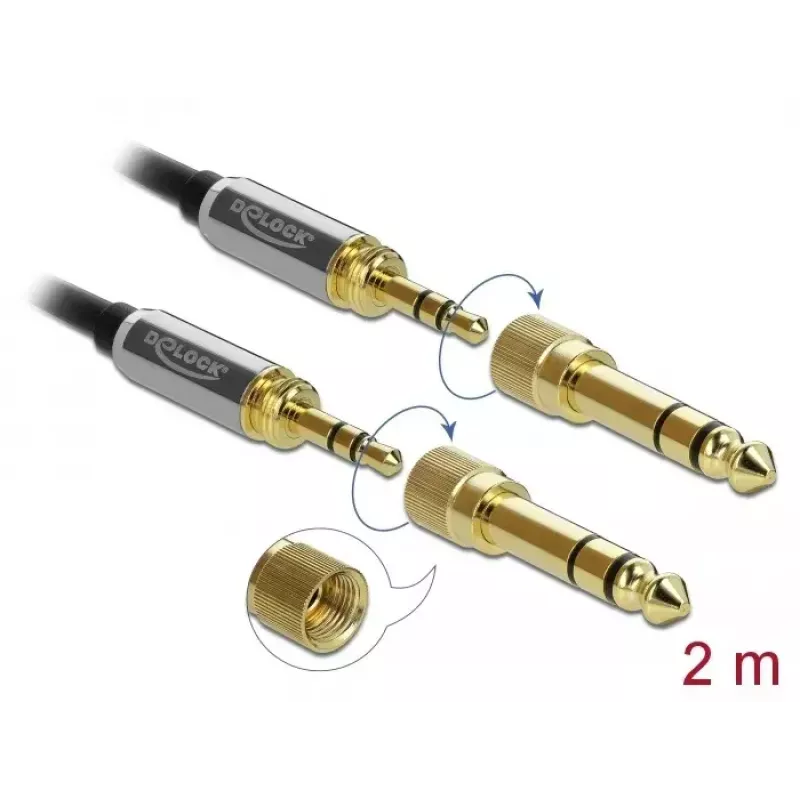 Audiokabel 3,5 mm DeLOCK 85786 2 m Schwarz Grau