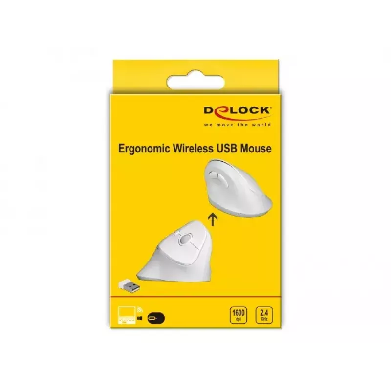 Maus DeLOCK 12596 Office Rechtshänder RF Wireless 1600 DPI