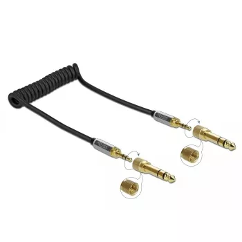 Audiokabel DELOCK 85836 — 1 m, 3,5 mm Stecker auf Stecker, vergoldete Kontakte, AWG 28, schwarz
