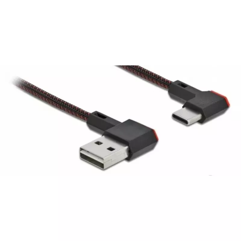 USB 2.0 Kabel DeLOCK EASY-USB Typ-A Stecker auf Typ-C Stecker abgewinkelt 2m schwarz
