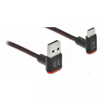 USB-Kabel DeLOCK EASY-USB 2.0 Typ-A Stecker auf Typ-C Stecker abgewinkelt 1 m schwarz