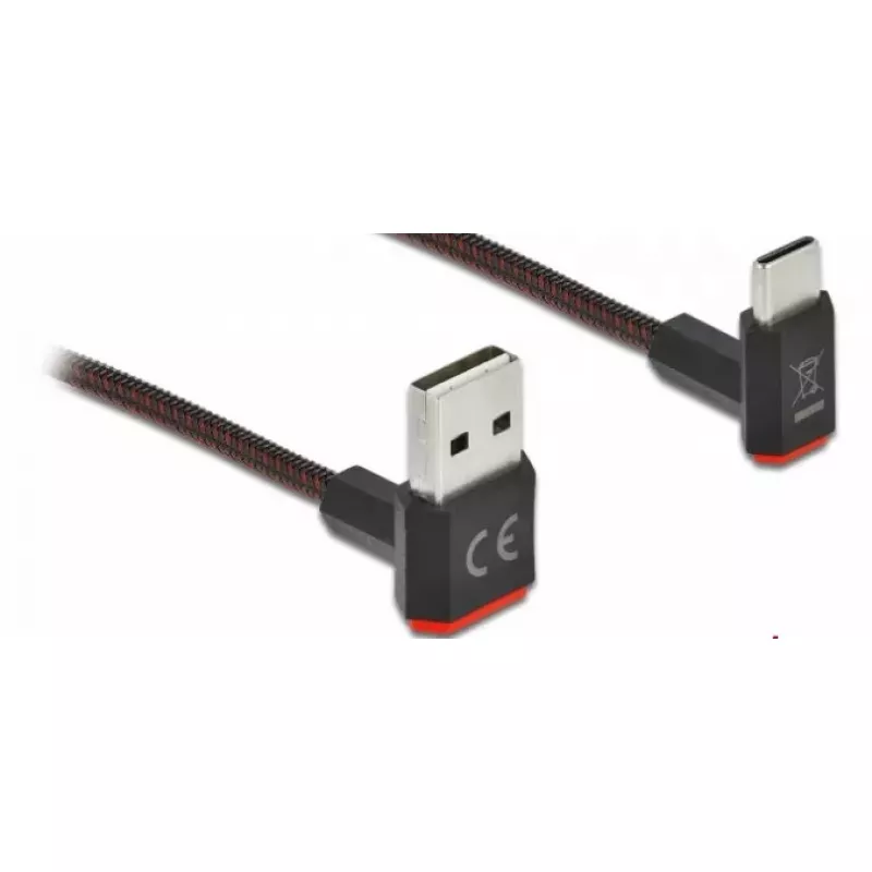 USB-Kabel DeLOCK EASY-USB 2.0 Typ-A Stecker auf Typ-C Stecker abgewinkelt 1 m schwarz