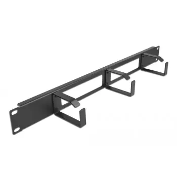 Kabelmanagement-Panel DeLOCK 19 Zoll 66657 schwarz 1U mit 2 Öffnungen und 3 Haken