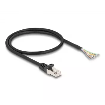 DeLOCK Kabel RJ50 Stecker auf offene Kabelenden S/FTP 0,5 m schwarz