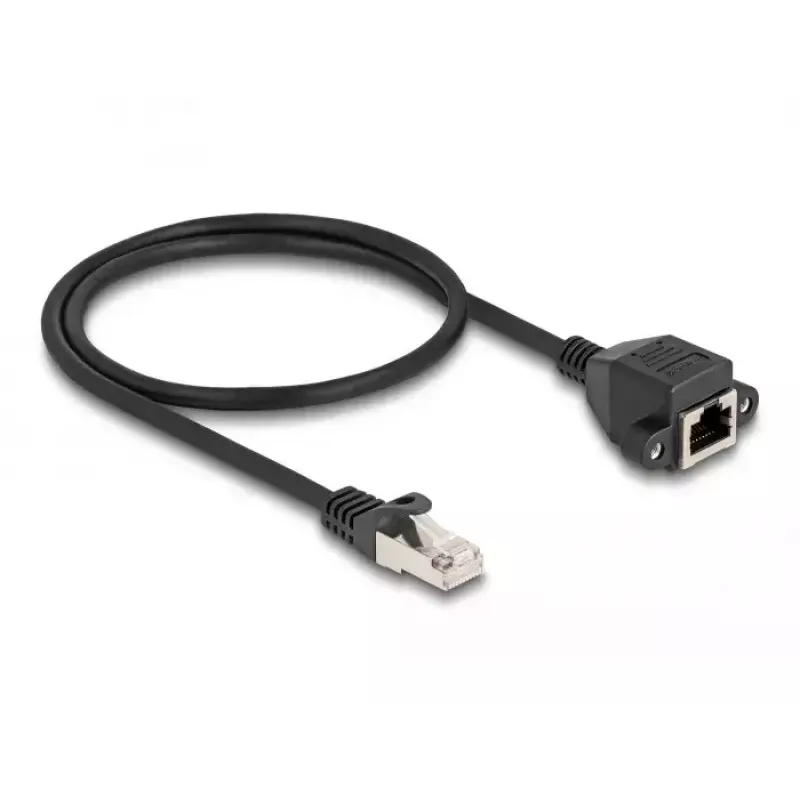 DeLOCK RJ50 Verlängerungskabel Stecker auf Buchse S/FTP 0,5 m Schwarz