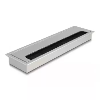 Kabeldurchlass DELOCK 66862 für Tisch, silber, 80×280×28 mm