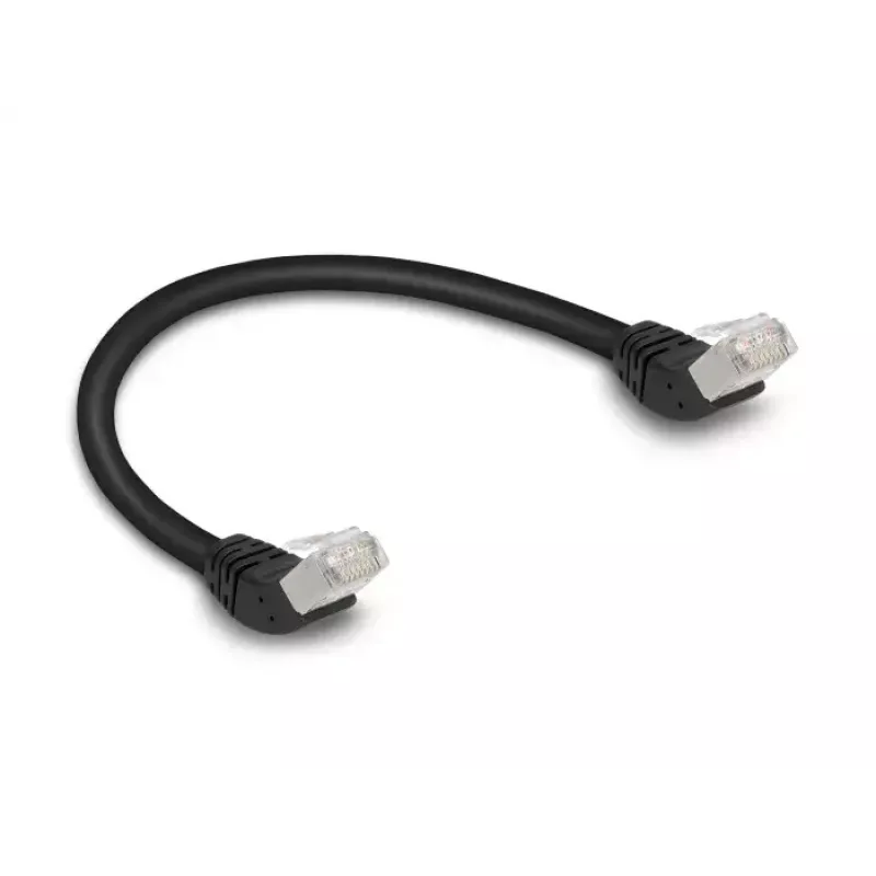 Netzwerkkabel DeLOCK RJ45 Cat.6A S/FTP 45° abgewinkelt 0,25 m schwarz