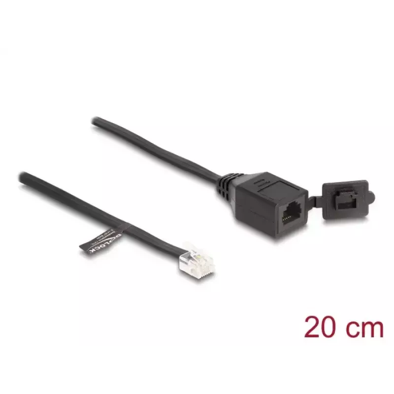 DeLOCK Kabel RJ12-Stecker auf RJ12-Buchse 20 cm schwarz