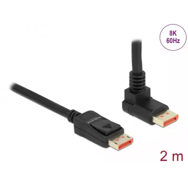 DisplayPort-Kabel DeLOCK 87055 2m 8K 60Hz Stecker auf Stecker 90° nach oben