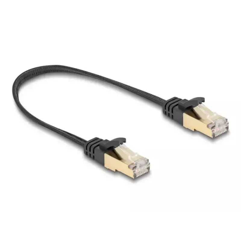 Netzwerkkabel DeLOCK RJ45 Flach 0,25 m Cat6A Schwarz