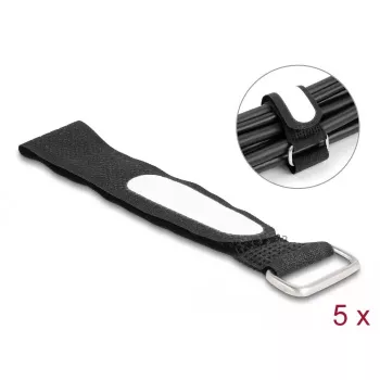 Klett-Kabelbinder DeLOCK 203x20mm schwarz 5 Stück