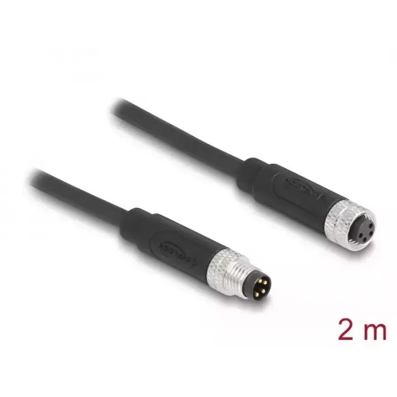 DeLOCK M8 4-poliges Kabel A-kodiert Stecker auf Buchse PUR TPU 2 m
