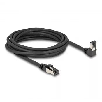 Netzwerkkabel DeLOCK RJ45 Cat.8.1 90° nach unten abgewinkelt / gerade 5 m schwarz