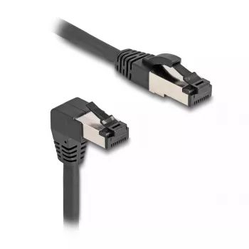Netzwerkkabel DeLOCK RJ45 Cat.8.1 90° nach unten abgewinkelt / gerade 5 m schwarz