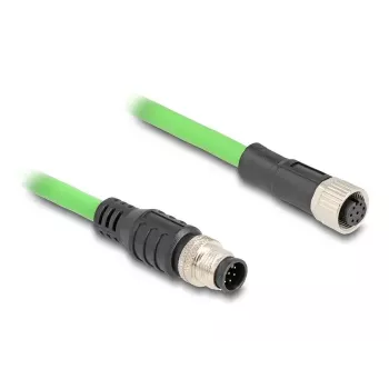 Netzwerkkabel DeLOCK M12 Kabel A-kodiert 8-polig Stecker auf Buchse PUR (TPU) 1 m