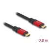 USB-Kabel DeLOCK 80652 Typ-C Stecker auf Stecker 20 Gbps 100 W 0,8 m rot Metall