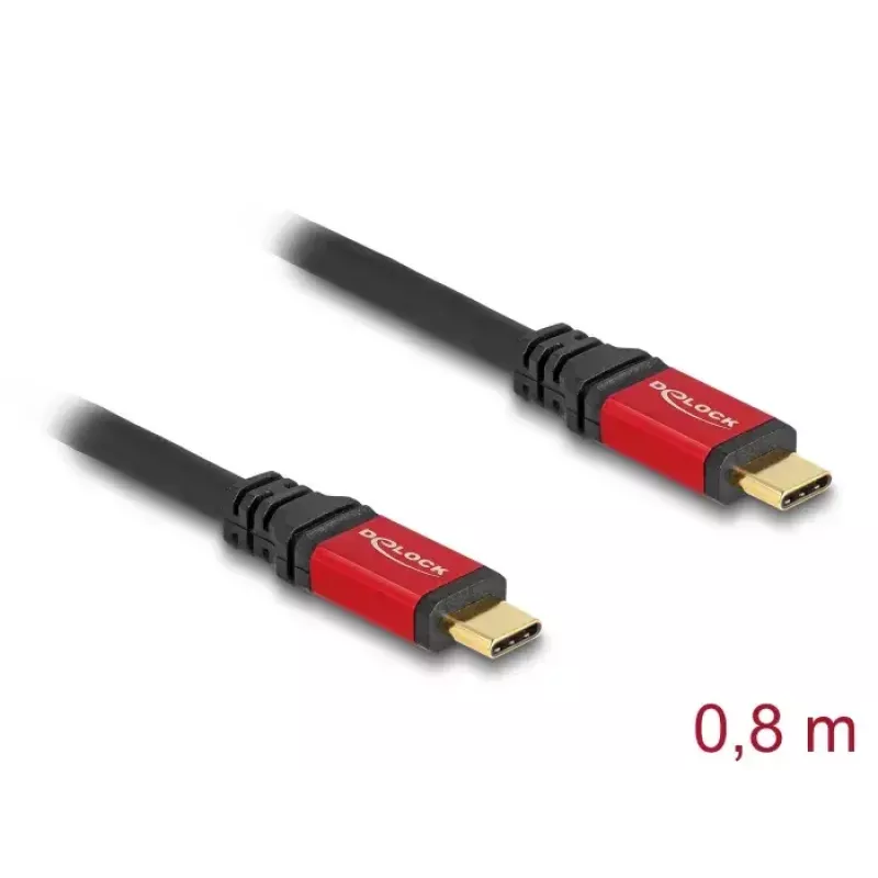 USB-Kabel DeLOCK 80652 Typ-C Stecker auf Stecker 20 Gbps 100 W 0,8 m rot Metall