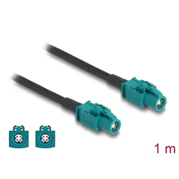 Koaxialkabel DELOCK 90680 — 1 m, HSD Z auf HSD Z, Schwarz/Blau