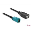 Koaxialkabel DELOCK 90703 — HSD Z auf USB A, 1 m, schwarz/blau