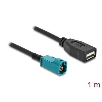 Koaxialkabel DELOCK 90703 — HSD Z auf USB A, 1 m, schwarz/blau