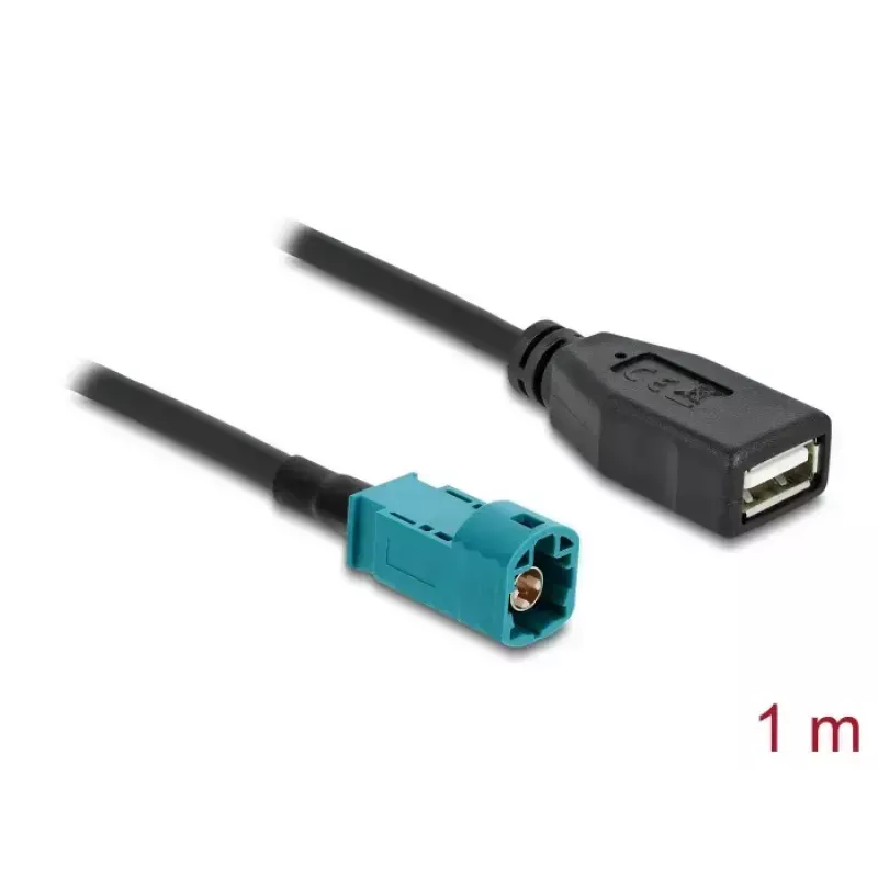 Koaxialkabel DELOCK 90703 — HSD Z auf USB A, 1 m, schwarz/blau