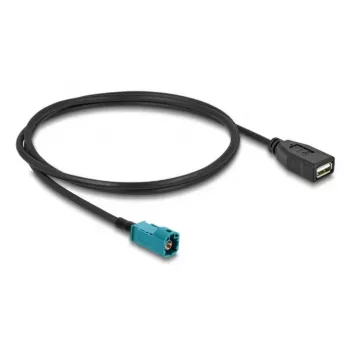 Koaxialkabel DELOCK 90703 — HSD Z auf USB A, 1 m, schwarz/blau