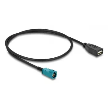 Koaxialkabel DELOCK 90702 HSD Z auf USB A, 0,5 m, Schwarz/Blau