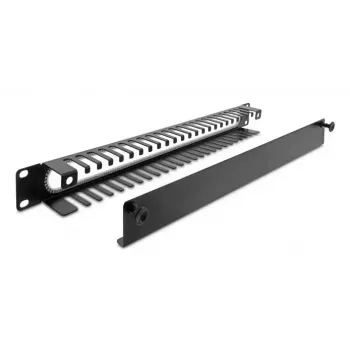 Kabelmanagement-Panel DELOCK 67277 — Stahl, schwarz, 1HE Rack-Zubehör