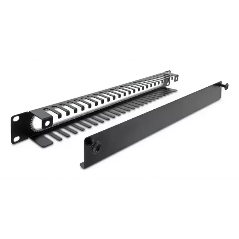 Kabelmanagement-Panel DELOCK 67277 — Stahl, schwarz, 1HE Rack-Zubehör
