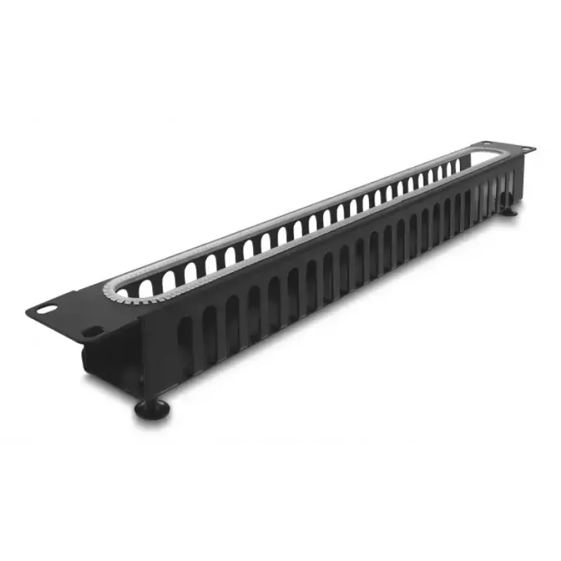 Kabelmanagement-Panel DELOCK 67277 — Stahl, schwarz, 1HE Rack-Zubehör