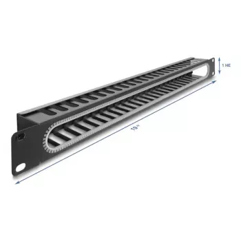 Kabelmanagement-Panel DELOCK 67277 — Stahl, schwarz, 1HE Rack-Zubehör