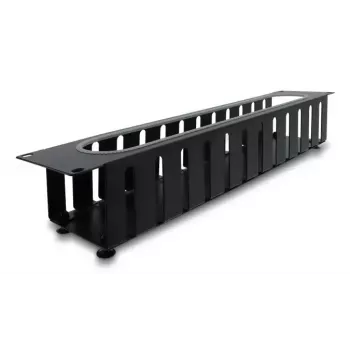 Kabelmanagement-Blende DELOCK 67279 — 2U Stahl-Rack-Zubehör, schwarz, Öffnung mit Kantenschutz
