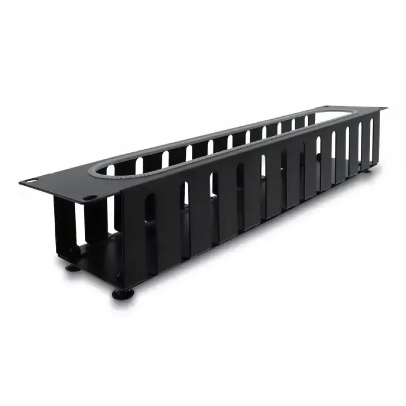 Kabelmanagement-Blende DELOCK 67279 — 2U Stahl-Rack-Zubehör, schwarz, Öffnung mit Kantenschutz