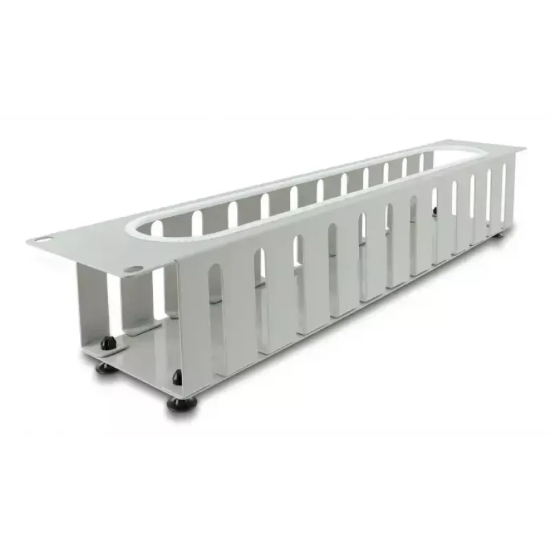Kabelmanagement-Panel DELOCK 67280 — 19 Zoll 2U Stahl-Rack-Panel mit Öffnung, grau