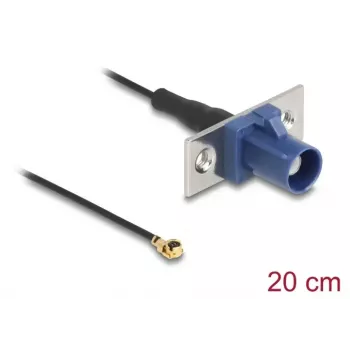 Koaxialkabel DELOCK 90731, FAKRA C auf I-PEX MHF1, 0,2 m, 1,13 mm, schwarz/blau