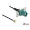 Koaxialkabel DELOCK 90732 — FAKRA E auf I-PEX MHF1, 0,2 m, 1,13 mm, schwarz/türkis