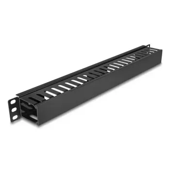 Kabelmanagement-Führungsplatte DELOCK 19 Zoll 1HE mit 2 Öffnungen, Metall/Kunststoff, schwarz