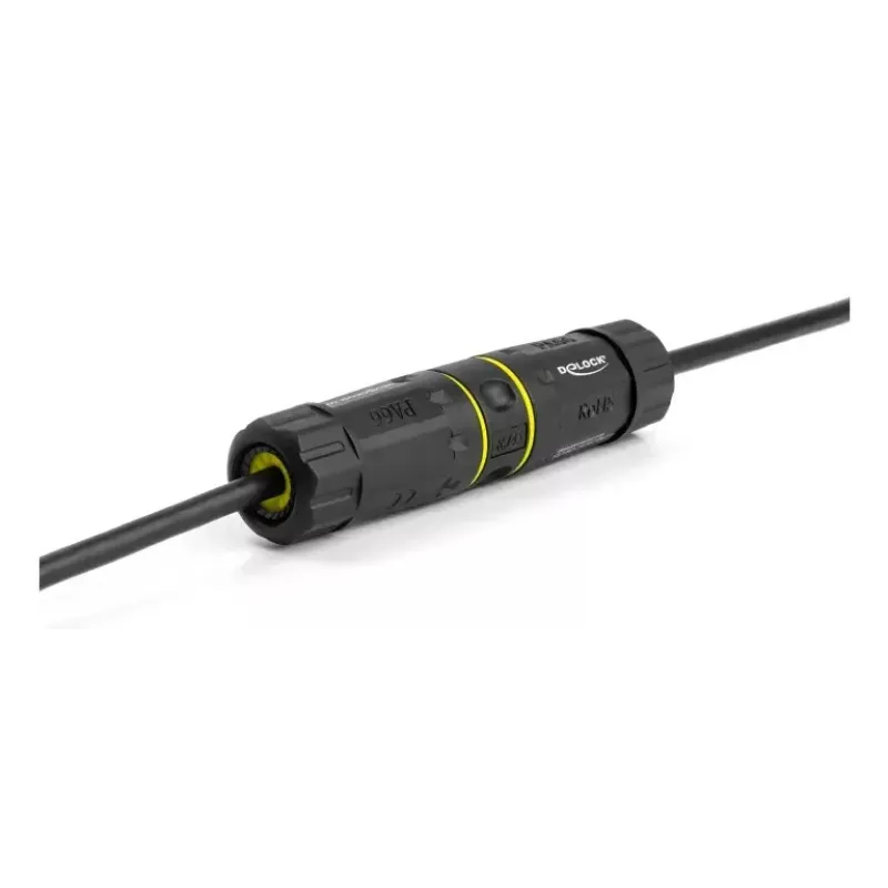 Kupplungsadapter DELOCK RJ45-Buchse auf RJ45-Buchse mit M23-Gewinde, Cat.6a/Cat.7, IP68, schwarz